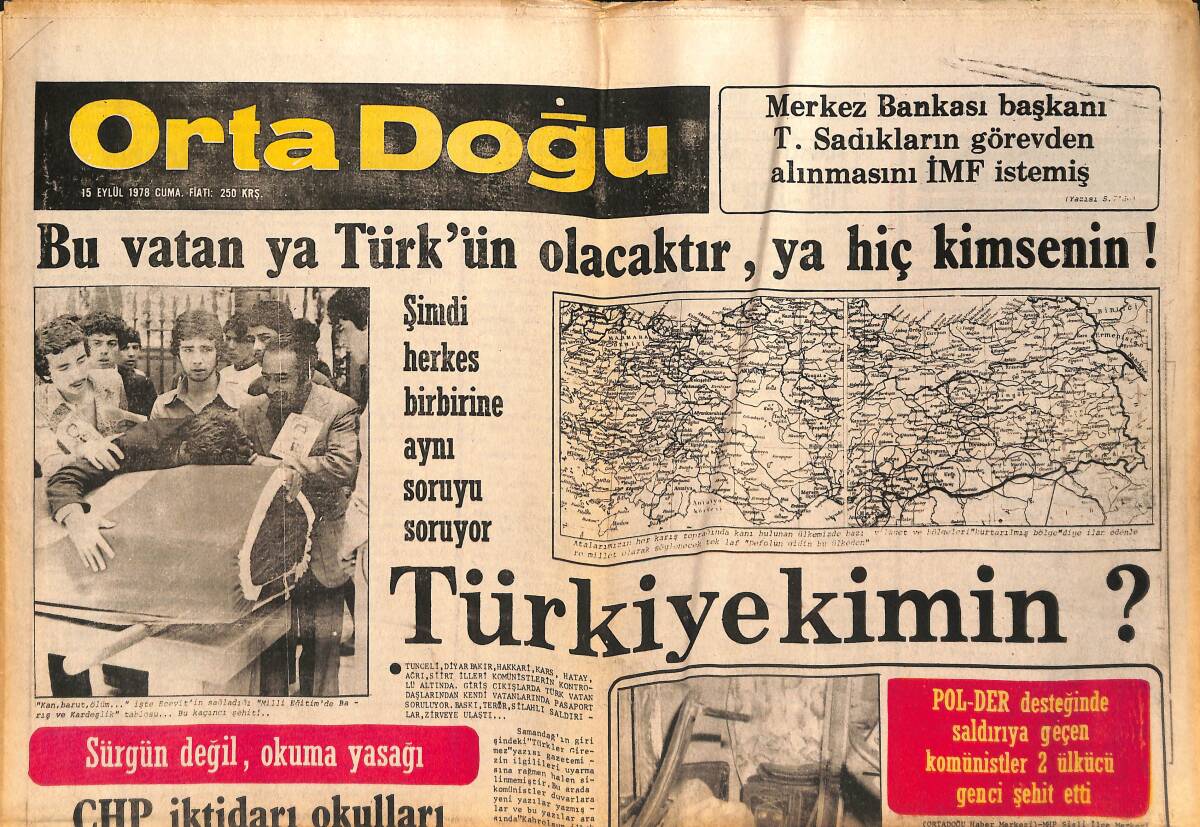 Orta Doğu Gazetesi 15 Eylül 1978 - CHP İktidarı Okulları Tabutluk Haline Getirdi! - Bülent Ecevit Herkese Kahkaha Attırdı Muhalefet Olmazsa Zam Olmaz GZ139427 - 1