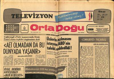 Orta Doğu Gazetesi 16 Ekim 1976 - Üslerin Açılmasını İsteyen ABDnin Talebi Reddedildi GZ89354 - 1