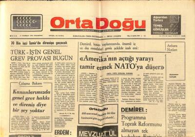 Orta Doğu Gazetesi 16 Haziran 1975 - Demirel Amerikanın Açtığı Yarayı Kapatmak Natoya Düşer GZ89238 - 1