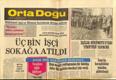 Orta Doğu Gazetesi 2 Haziran 1978 - Hükümet İşçi Ve Memur Kıyımına Devam Ediyor GZ89330 - 1