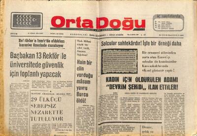 Orta Doğu Gazetesi 20 Nisan 1975 - 29 Ülkücü Sebepsiz Nezarette Tutuluyor GZ89358 - 1