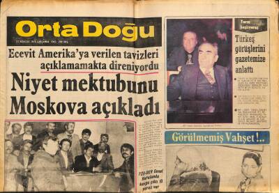 Orta Doğu Gazetesi 23 Ağustos 1978 - Ecevitn Niyet Mektubunu Moskova Açıkladı GZ89400 - 1