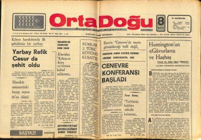 Orta Doğu Gazetesi 26 Temmuz 1974 - Yarbay Refik Cesur Şehit Oldu GZ89314 - 1