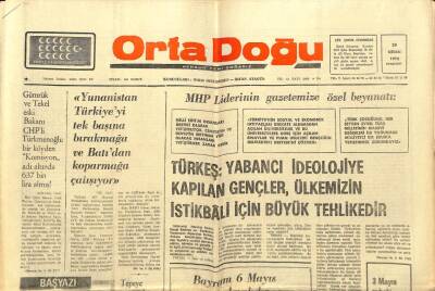 Orta Doğu Gazetesi 29 Nisan 1976 - Yunanistan Türkiyeyi Batıdan Koparmaya Çalışıyor GZ89365 - 1