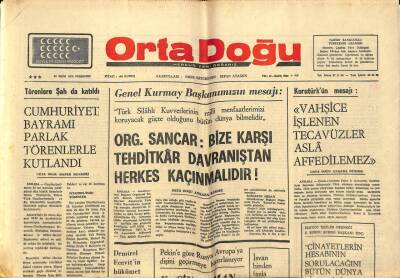 Orta Doğu Gazetesi 30 Ekim 1975 - Org.Semih SancarBize Karşı Tehtitkar Davranıştan Herkes Kaçınmalı GZ89390 - 1