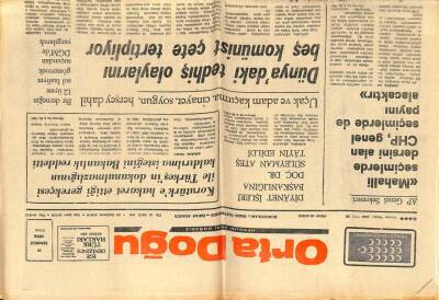 Orta Doğu Gazetesi 30 Temmuz 1976 - Kızıl Çindeki Depremde Geniş Çapta Can Ve Mal Kaybı Olduğu Açıklandı GZ89288 - 1