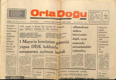 Orta Doğu Gazetesi 5 Mayıs 1976 - Kudüste Patlama 10 Yahudi Öldü GZ89366 - 1