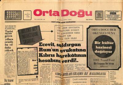 Orta Doğu Gazetesi 6 Ağustos 1976 - Ecevit Saldırgan Rumun Avukatına Kıbrıs Harekatının Hesabını Verdi GZ89294 - 1