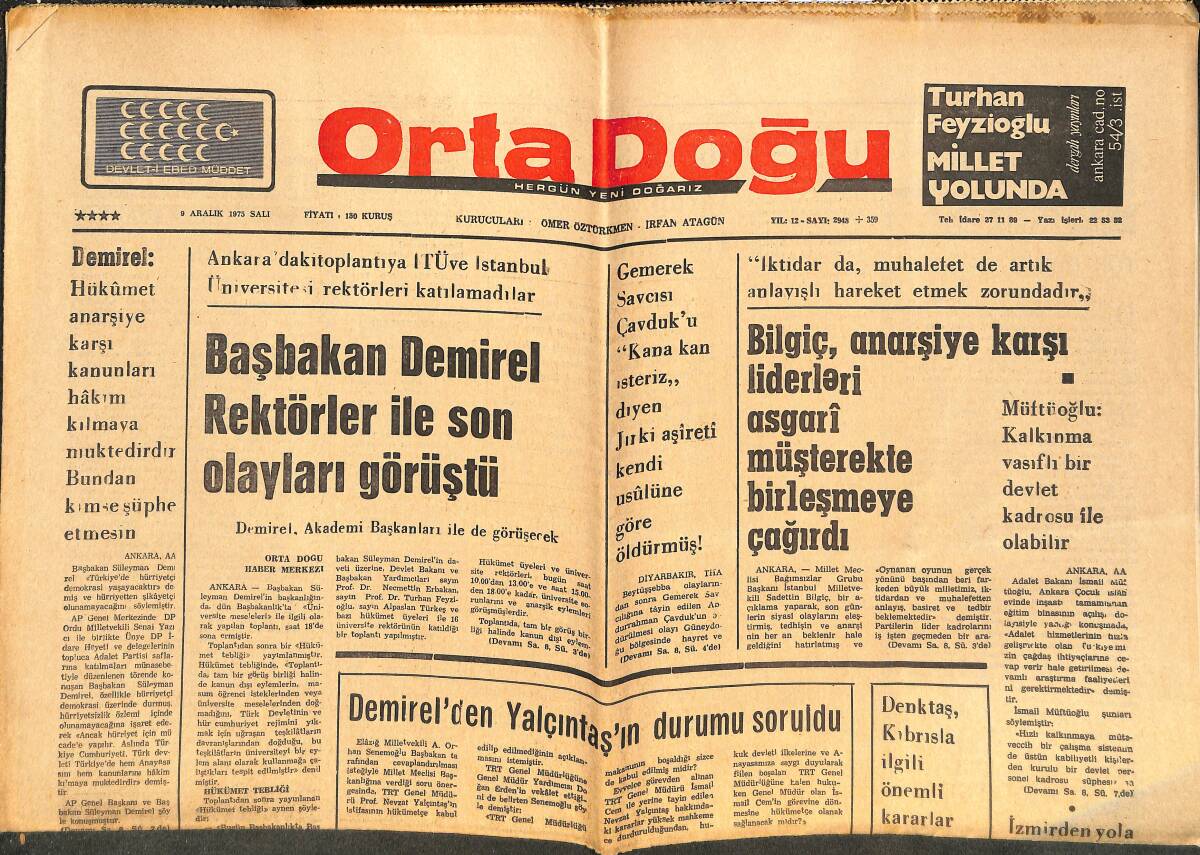 Orta Doğu Gazetesi 9 Aralık 1975 - İran'ın Savunma Masrafları İngiltere'den Daha Fazla - Kuveyt, Sovyetler Birliğinden Silah Almayı Tasarlıyor GZ143880 - 1