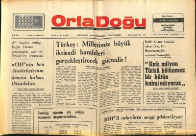 Orta Doğu Gazetesi 9 Ekim 1975 - Urfada 3 MSPli Vekili CHPliler Dövdü GZ89340 - 1