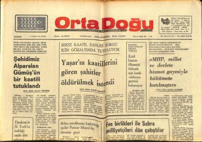 Orta Doğu Gazetesi 9 Kasım 1975 - Alparslan Gümüşün Bir Katili Tutuklandı GZ89386 - 1
