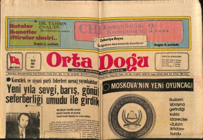 Ortadoğu Gazetesi 1 Ocak 1980 - Korutürk Ve Siyasi Parti Liderleri Mesaj Yayınladılar GZ80935 - 1