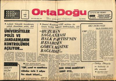 Ortadoğu Gazetesi 1 Şubat 1977 - İran Suudi Arabistanı Tehdit Etti GZ87319 - 1