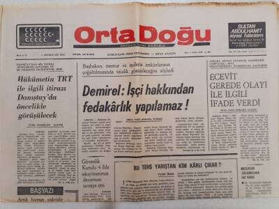 Ortadoğu Gazetesi - 1 Temmuz 1975 - Demirel İşçi Hakkından Fedakarlık Yapılamaz GZ111346 - 1