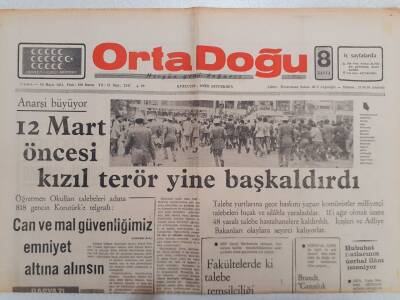 Ortadoğu Gazetesi - 10 Mayıs 1974 - 12 Mart Öncesi Kızıl Terör Yine Başkaldırdı GZ111324 - 1