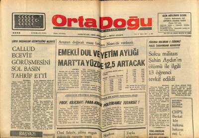 Ortadoğu Gazetesi 10 Ocak 1975 - Solcu Militan Şahin Aydının Ölümü İle İlgili 13 Öğrenci Tevkif Edildi GZ73935 - 1