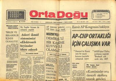 Ortadoğu Gazetesi 12 Ekim 1974 - Manisa Dağlarında Dünyanın En Zengin Demir Ve Uranyum Yatakları Bulundu GZ93336 - 1