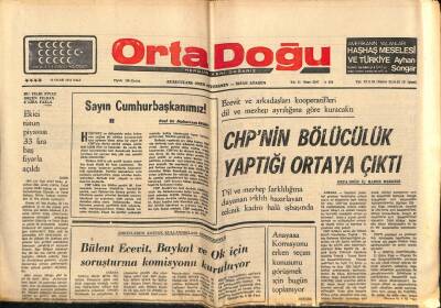 Ortadoğu Gazetesi 14 Ocak 1975 - Korutürk Yeni Bir Başbakan İçin Şartların Olgunlaşmasını Bekliyor GZ73912 - 1