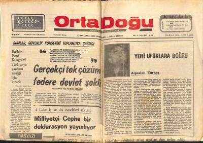 Ortadoğu Gazetesi 15 Şubat 1975 - Alpraslan Türkeş,Yeni Ufuklara Doğru GZ66522 - 2