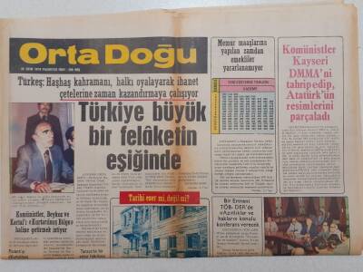 Ortadoğu Gazetesi - 16 Ekim 1978 - Türkeş Türkiye Büyük Bir Felaketin Eşiğinde GZ111581 - 1
