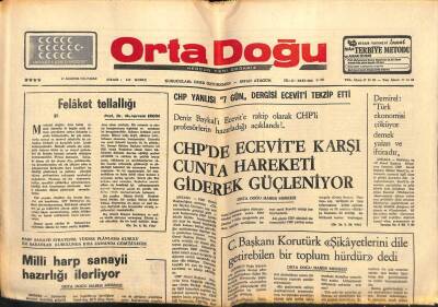 Ortadoğu Gazetesi 17 Ağustos 1975 - CHPde Ecevite Karşı Cunta Hareketi Giderek Güçleniyor GZ66556 - 2