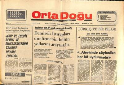 Ortadoğu Gazetesi 17 Nisan 1975 - Kıbrıs İşi Halledilemezse Akdenizde Tehlike Sürer GZ66563 - 1