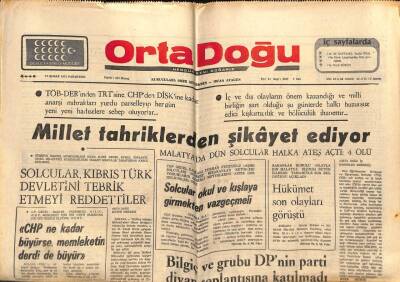 Ortadoğu Gazetesi 17 Şubat 1975 - Solcular Kıbrıs Türk Devletini Tebrik Etmeyi Reddettiler GZ66502 - 1