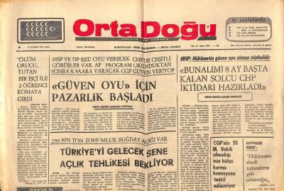 Ortadoğu Gazetesi 19 Kasım 1974 - Türkiyeyi Gelecek Sene Açlık Tehlikesi Bekliyor , 280 Bin Tohumluk Buğday Açığı Var GZ93316 - 1