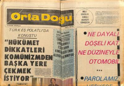 Ortadoğu Gazetesi 19 Kasım 1978 - Alparslan Türkeş Polatlıda Konuştu GZ66513 - 2