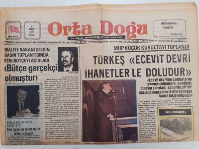 Ortadoğu Gazetesi - 2 Aralık 1979 - Türkeş Ecevit Devri İhanetlerle Doludur GZ111383 - 1