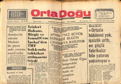 Ortadoğu Gazetesi 21 Ekim 1975 - Ortada Hükümet Yok İşsizlik Arttı GZ66481 - 1