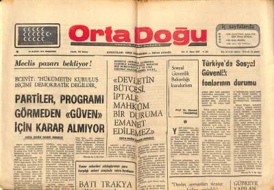 Ortadoğu Gazetesi 21 Kasım 1974 - Dünyada En Ucuz İlaç Türkiyede Satılıyor - Batı Trakya Türkleri Zorla İltica Ettiriliyor GZ93314 - 1