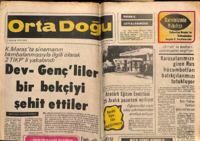 Ortadoğu Gazetesi 22 Aralık 1978 - Dev-Gençliler Bir Bekçiyi Şehit Ettiler GZ66535 - 2
