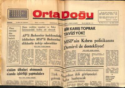 Ortadoğu Gazetesi 22 Ekim 1975 - MSPnin Kıbrıs Politikasını Demirelde Destekliyor GZ66484 - 1