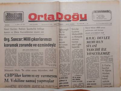 Ortadoğu Gazetesi - 22 Nisan 1975 - Semih Sancar,Milli Çıkarlarımızı Korumak Azmindeyiz GZ111542 - 1