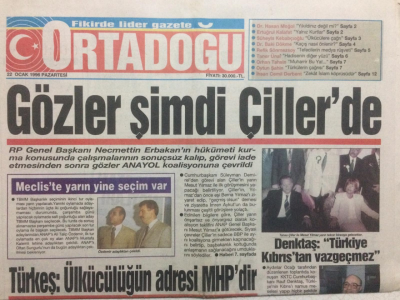 Ortadoğu Gazetesi 22 Ocak 1996 - Gözler Şimdi Çillerde GZ27498 - 1