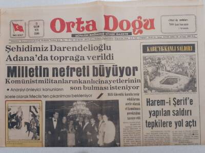 Ortadoğu Gazetesi - 23 Kasım 1979 - Kabeye Kanlı Saldırı Harem-i Şerife Yapılan Saldırı Tepkilere Yol Açtı GZ111585 - 1