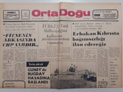 Ortadoğu Gazetesi - 23 Mayıs 1977 - ErbakanKıbrısta Bağımsızlığımızı İlan Edeceğiz GZ111516 - 1