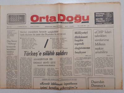 Ortadoğu Gazetesi - 24 Haziran 1975 - Alprarslan Türkeşe Silahlı Saldırı GZ111554 - 1