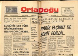 Ortadoğu Gazetesi 25 Ekim 1975 - Paris Elçimizde Şehit Edildi GZ66487 - 2