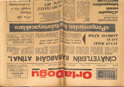 Ortadoğu Gazetesi 26 Ekim 1975 - Yunan Halkı Savaş Korkusu İçinde GZ66488 - 2