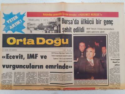 Ortadoğu Gazetesi - 27 Kasım 1978 - Ecevit IMF Ve Vurguncuların Elinde GZ111453 - 1