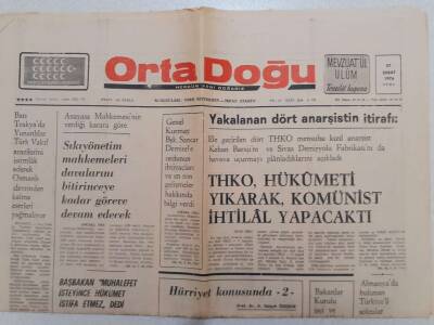 Ortadoğu Gazetesi - 27 Şubat 1976 - THKO İhtilal Yapacaktı GZ111505 - 1