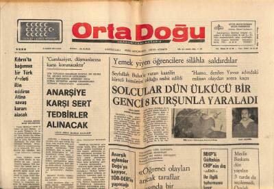 Ortadoğu Gazetesi 28 Kasım 1975 - Kıbrısta Bağımsız Bir Türk Devleti İlan Edilirse Atina Savaş Kararı Alacak GZ90049 - 1