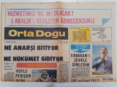 Ortadoğu Gazetesi - 28 Kasım 1978 - Ne Anarşi Bitiyor Ne Hükümet Gidiyor Kıbrısta Hükümet Düşüyor GZ111452 - 1