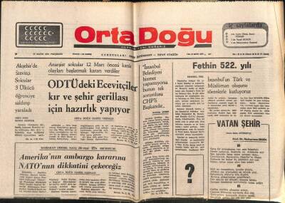Ortadoğu Gazetesi 29 Mayıs 1975 - Amerikanın Ambargo Kararına NATOnun Dikkatini Çekeceğiz GZ66518 - 1