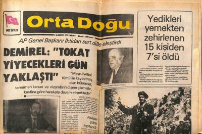 Ortadoğu Gazetesi 3 Ağustos 1979 - Demirel Tokat Yiyecekleri Gün Yaklaştı GZ66558 - 2