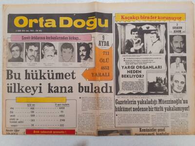 Ortadoğu Gazetesi - 3 Ekim 1978 - Bu Hükümet Ülkeyi Kana Buladı 9 Ayda 711 Ölü 4652Yaralı GZ111462 - 1