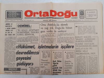 Ortadoğu Gazetesi - 3 Haziran 1974 - Hükümet İşletmelerin İşçilere Devredilmesi Gayesini Güdüyor GZ111388 - 1