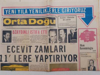 Ortadoğu Gazetesi - 3 Ocak 1979 - İrfan Özaydınlı İstifa Etti GZ111547 - 1